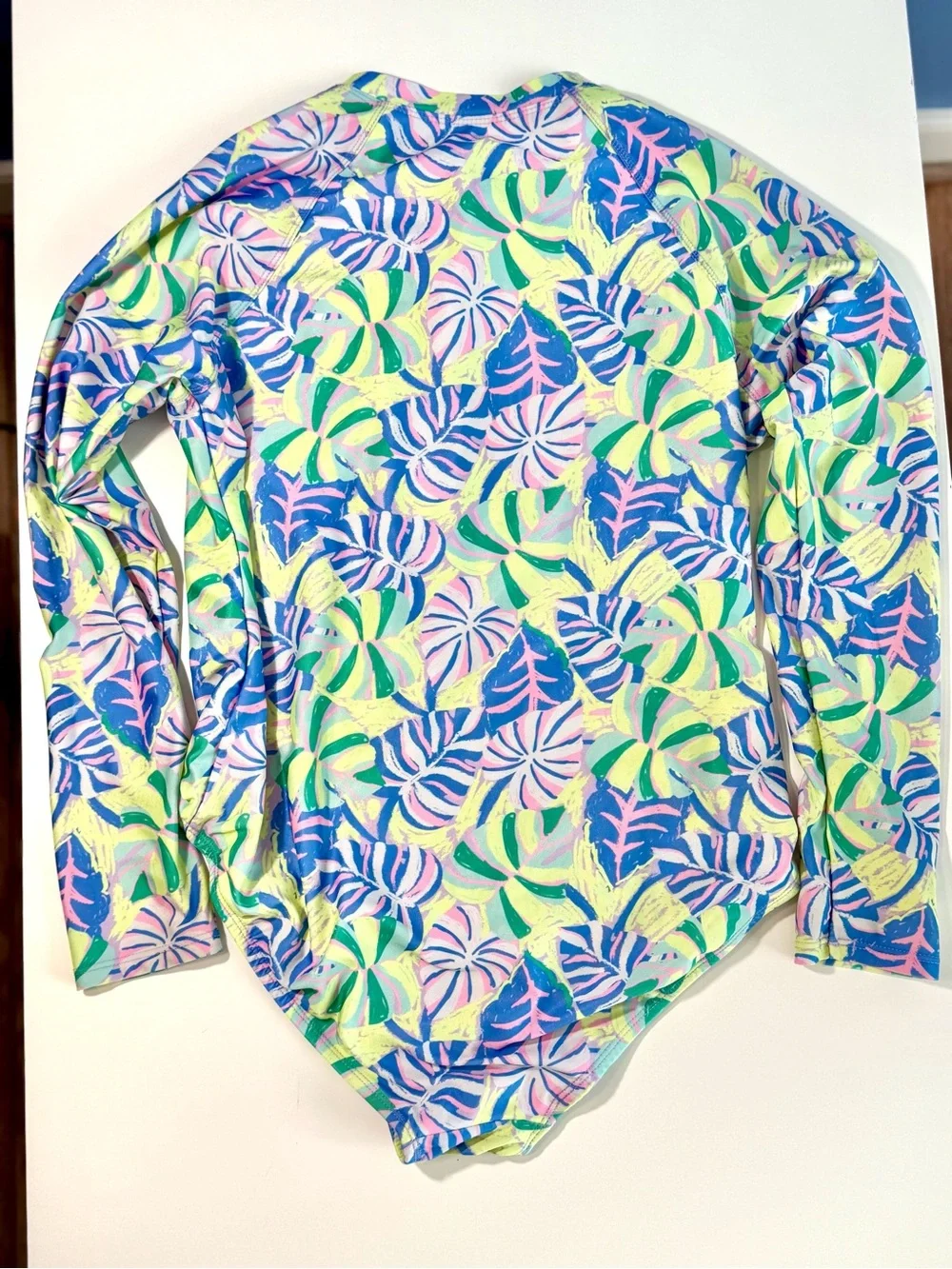 Girls XXL Tropical One Piece Rash Guard Swimsuit Bright Lilly Style Print